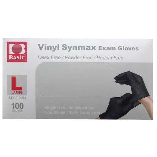 gloves vinyl black lg 100ct -- 10 per case
