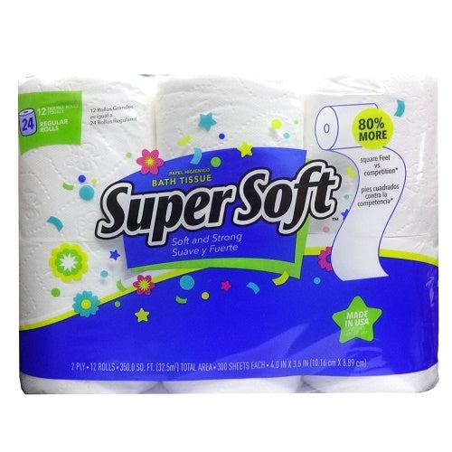 super soft bath tissue 12 rolls 2-ply -- 4 per case