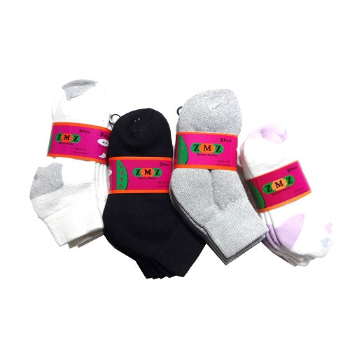 zmz socks ankle kids 3pk 4-6 asst clrs -- 40 per box