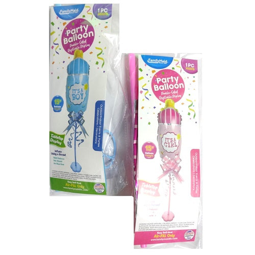 balloons foil 15in baby bottle w- stan -- 12 per box