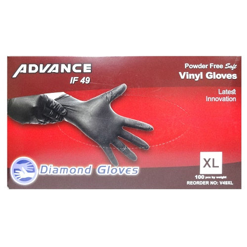gloves vinyl black xl 100ct powder free -- 10 per case