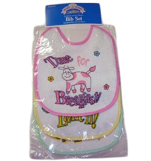 baby bibs 3pk asst -- 12 per box