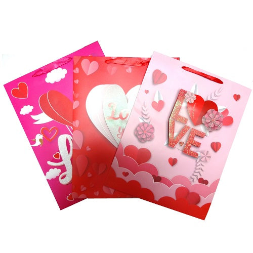 valentine gift bags love lg asst -- 12 per box