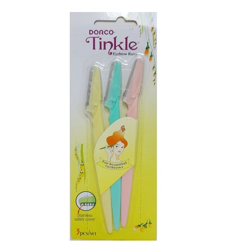 tinkle eyebrow razor 3pk asst clrs -- 20 per box