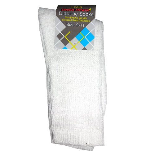 diabetic crew socks 1pk 9-11 white -- 12 per box