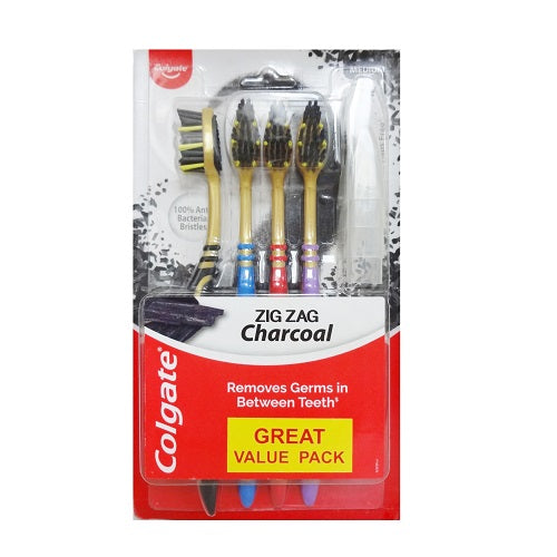 colgate toothbrush med 4pk zig zag charc -- 12 per box