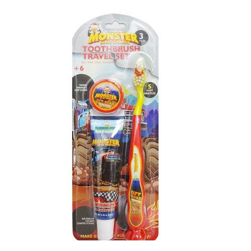 monster toothbrush travel set 3pc -- 24 per case