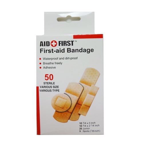 first- aid bandage 50ct asst sizes -- 12 per box