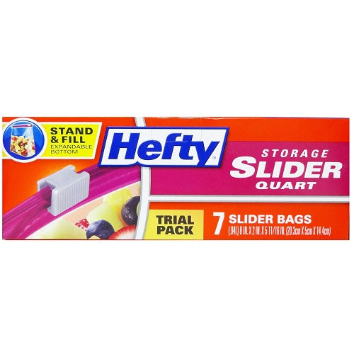 hefty storage bags slider 7ct quart -- 24 per case