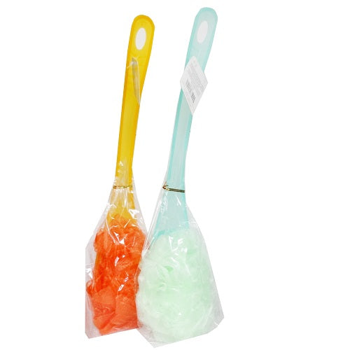 shower sponge long handle asst clrs -- 12 per box
