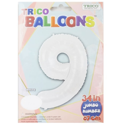 balloons foil 34in white 9 -- 10 per case