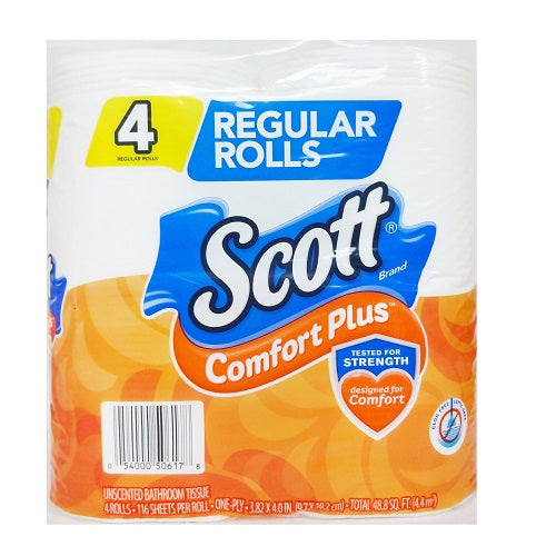 scott bath tissue 4pk 116ct 1ply comfort -- 12 per case