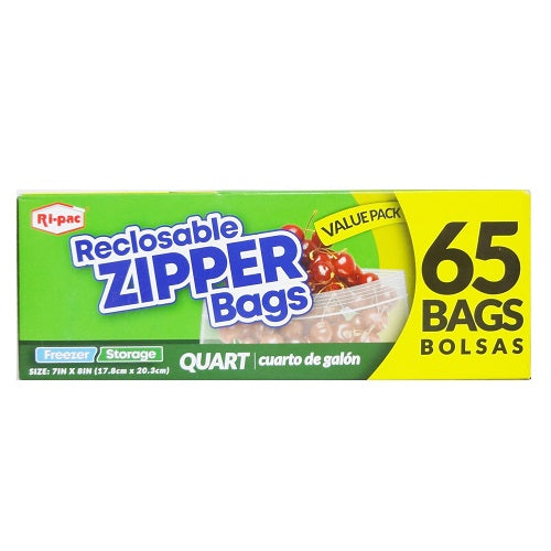 ri- pac zipper bags 65ct quart -- 24 per case