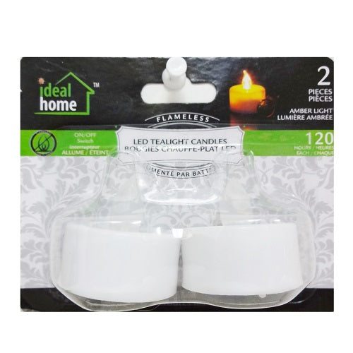 tealight candles led 2pk amber light -- 12 per box