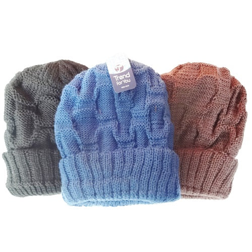 ladies beanie knitted asst clrs -- 12 per box