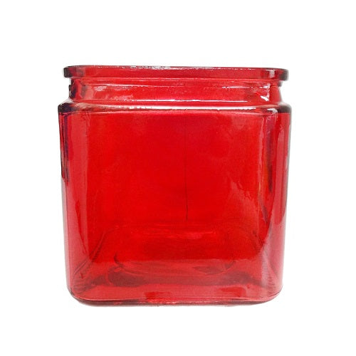 vase glass cube 4 x 4 x 4in red -- 12 per case