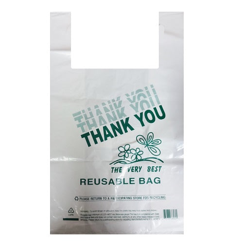 t- shirt bags 200ct reusable wht 13x7x21 -- 1 per case