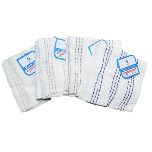wash cloths 2pk 12x12 white w- stripes -- 12 per box
