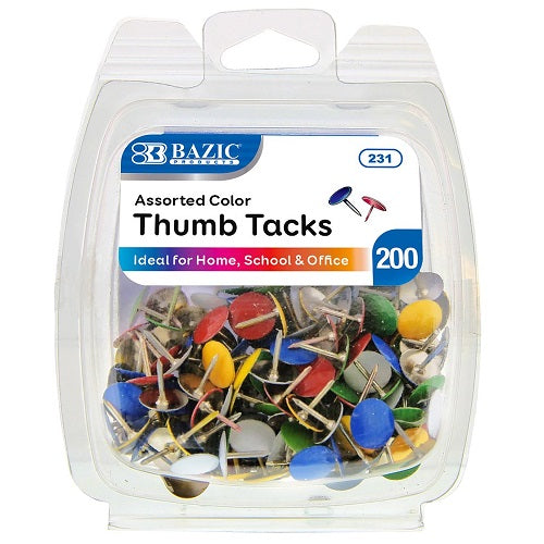 thumb tack asst clrs 200ct -- 24 per box