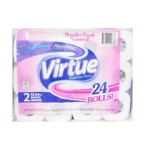 virtue bath tissue 12pk 225ct powder frs -- 2 per case