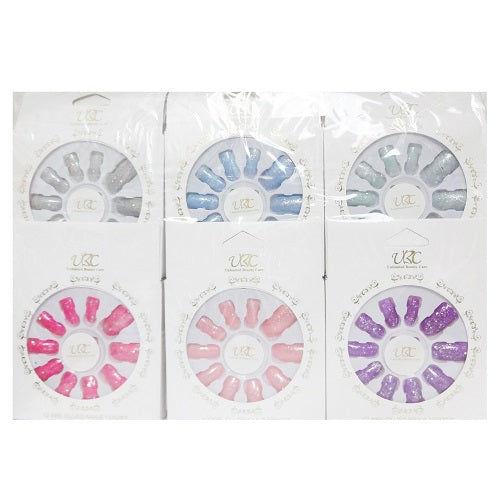 pre- glued nails 12ct w- glitter asst clrs -- 12 per box